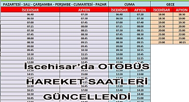 İscehisar’da OTOBÜS HAREKET SAATLERİ GÜNCELLENDİ