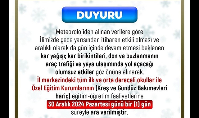 İscehisar'da Okullara Kar Tatili: Eğitime Bir Gün Ara Verildi