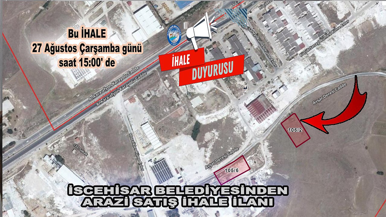 İSCEHİSAR BELEDİYESİNDEN ARAZİ SATIŞ İHALE İLANI