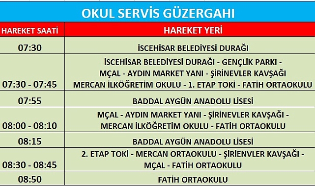 İscehisar'da Yeni Eğitim Yılında Servis Güzergahları Açıklandı.
