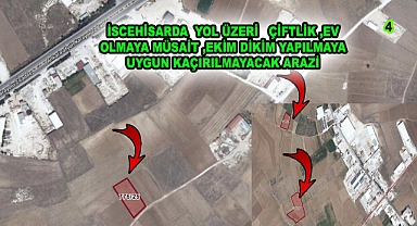 İSCEHİSARDA  YOL ÜZERİ   ÇİFTLİK ,EV OLMAYA MÜSAİT ,EKİM DİKİM YAPILMAYA UYGUN KAÇIRILMAYACAK ARAZİ