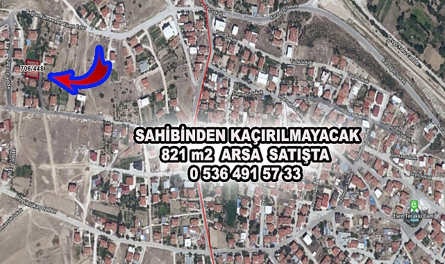 SAHİBİNDEN KAÇIRILMAYACAK 821 m2 ARSA SATIŞTA