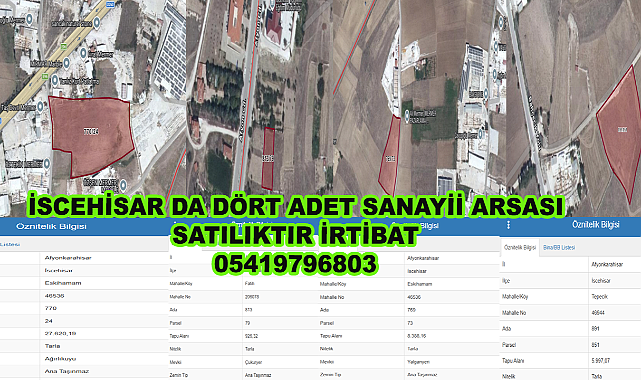 İSCEHİSAR DA DÖRT ADET SANAYİİ ARSASI SATILIKTIR İRTİBAT 05419796803