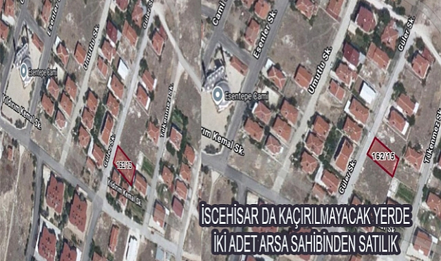 İSCEHİSAR DA KAÇIRILMAYACAK YERDE İKİ ADET ARSA SAHİBİNDEN SATILIK